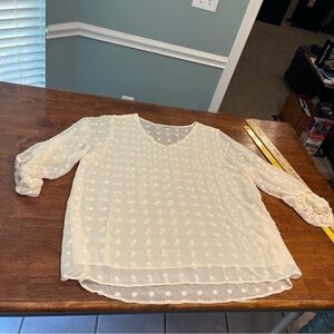 Oddi cream ivory sheer back blouse size 3X